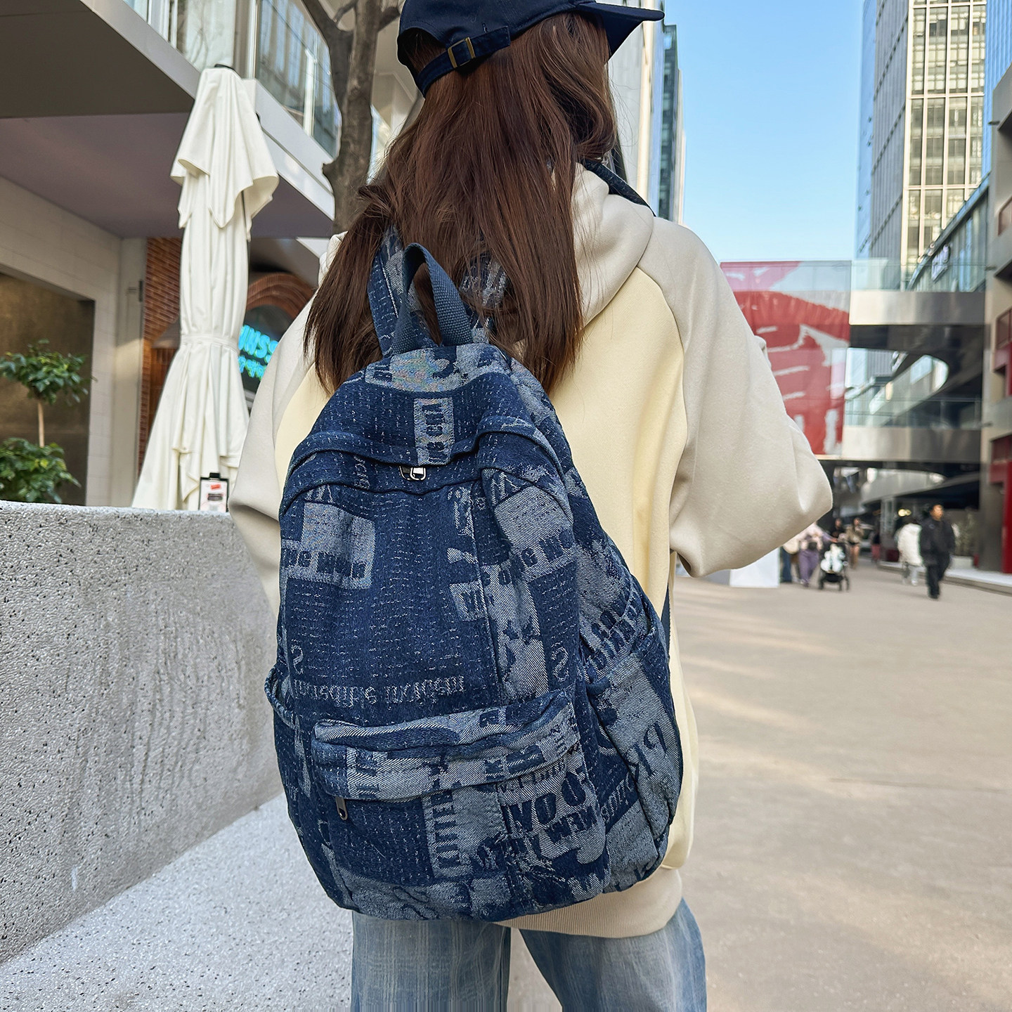 复古帆布情侣双肩包女大学生印花大容量韩版背包书包男旅行背包潮