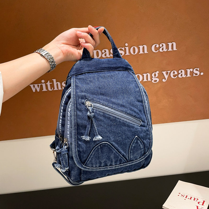 复古水洗牛仔布双肩包女包包旅行小包时尚斜挎胸前包2025新款背包