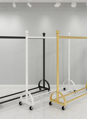 服装店衣架落地式中岛上墙陈列架摆摊女童装展示挂衣杆货架移动轮