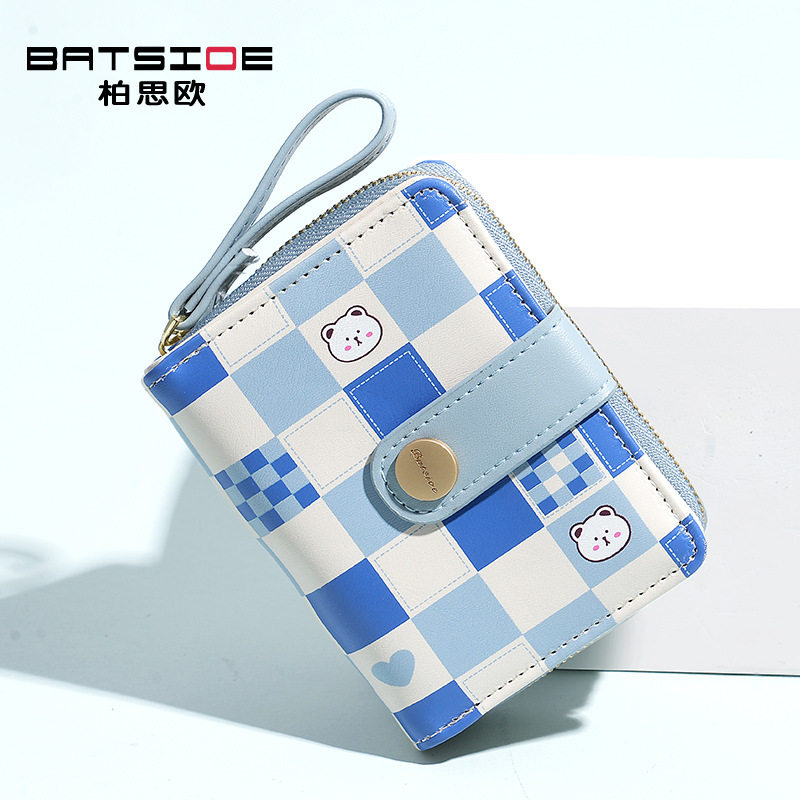 2025欧美女士钱包格子兔子学院手拿包卡通可爱卡包拉链短款小折叠,箱包皮具/热销女包/男包,钱包,淘宝优惠券,粉丝福利购,淘宝优惠卷