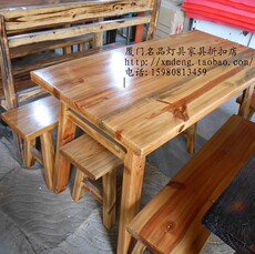 стол со стульями 只卖厦门仿古 明清古典饭店餐厅餐桌 原木色餐凳1+2