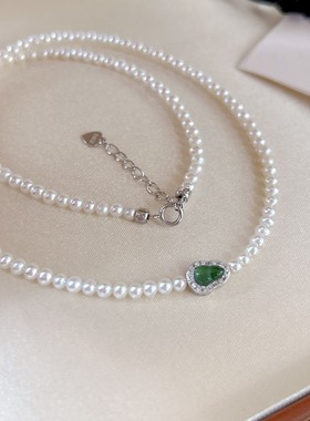 新中式翡翠葫芦天然淡水珍珠项链纯银小众轻奢高级感锁骨颈链气质