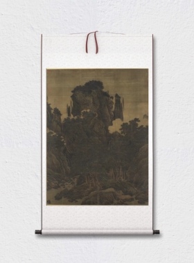 李唐 万壑松风图 设色山水 国画立轴 墙面装饰 纸本绢布 微喷复制