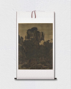 李唐 万壑松风图 设色山水 国画立轴 墙面装饰 纸本绢布 微喷复制