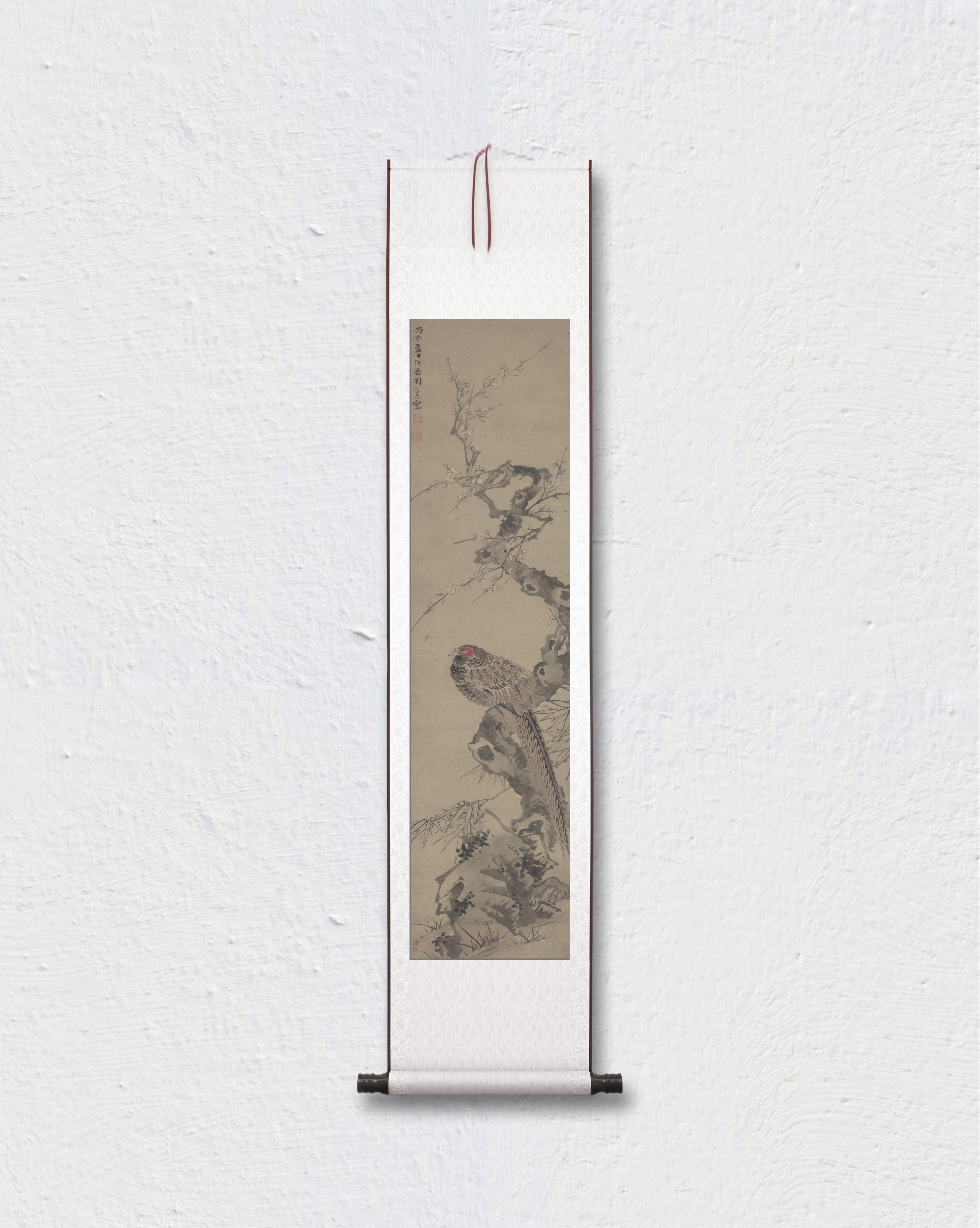 明代 周之冕 梅花野雉图 花鸟国画 临摹学习 纸本绢布 微喷复制