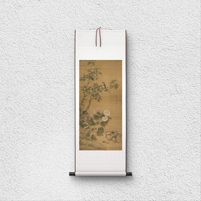 马荃 白头荣贵图 花鸟立轴 国画装裱 美术资源 纸本绢布 微喷复制