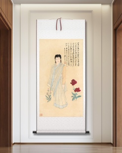 张大千 仕女图 敦煌人物 墙面装饰 画芯挂轴 纸本绢布 微喷复制