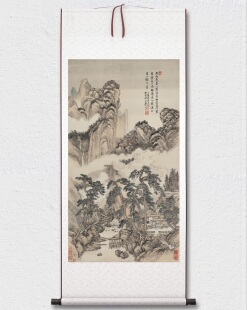 王翚 草堂碧泉图 山水国画 挂轴装裱 临摹学习 纸本绢布 微喷复制