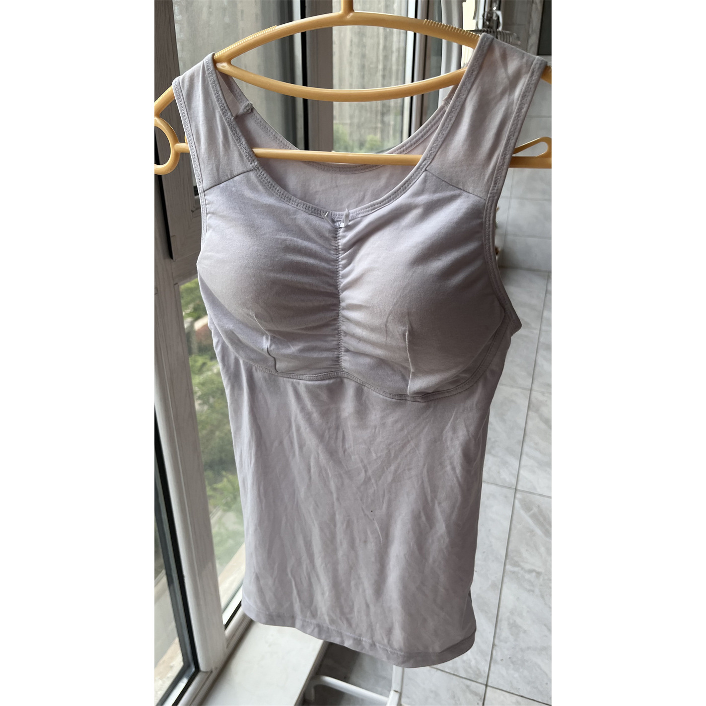 M-L外贸原单女士速干冰丝家居服背心带罩杯免穿文胸