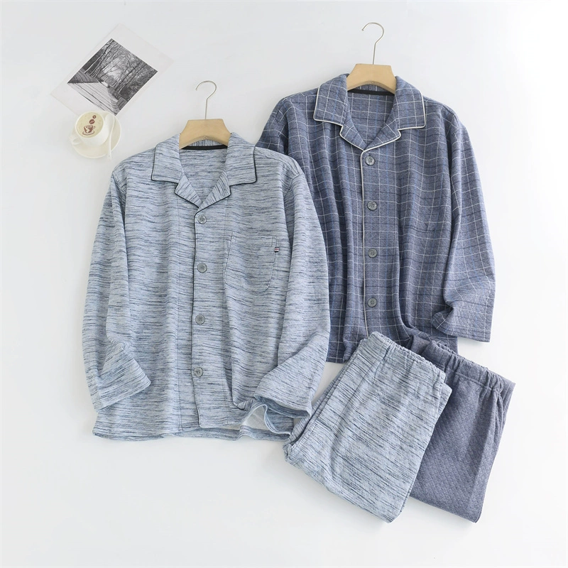 只有175日单男士家居服套装春秋经典格子有大码长袖长裤休闲简约