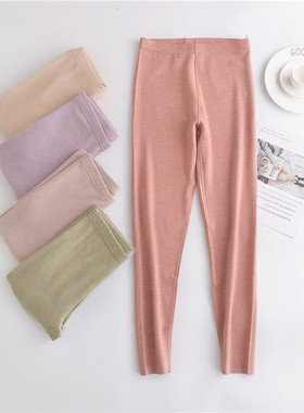 双面德绒含羊绒女士秋裤保暖裤单件薄款加绒修身有大码2233