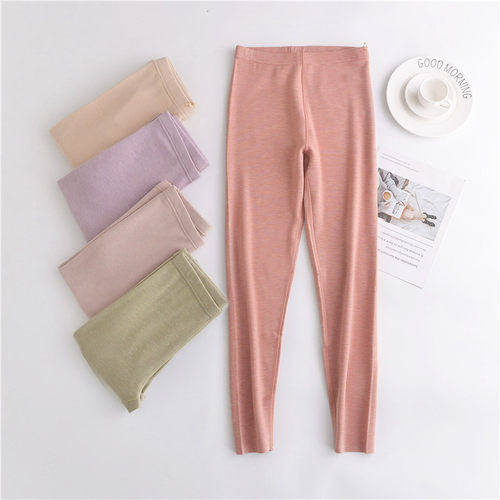 双面德绒含羊绒女士秋裤保暖裤单件薄款加绒修身有大码2233