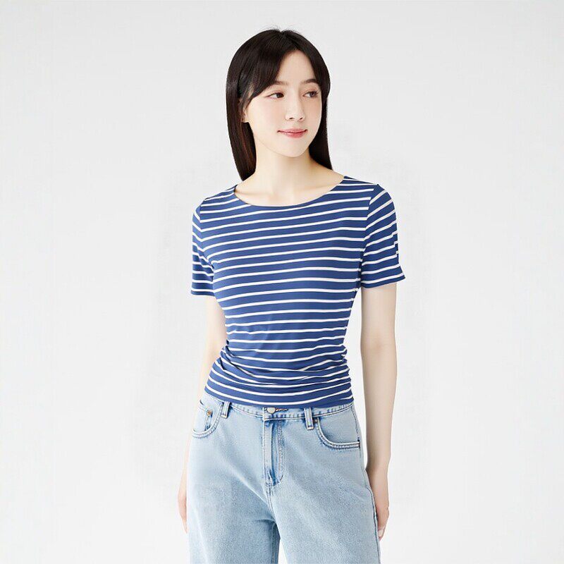 出口日本女士纯棉百分百棉T恤短袖圆领 新疆棉