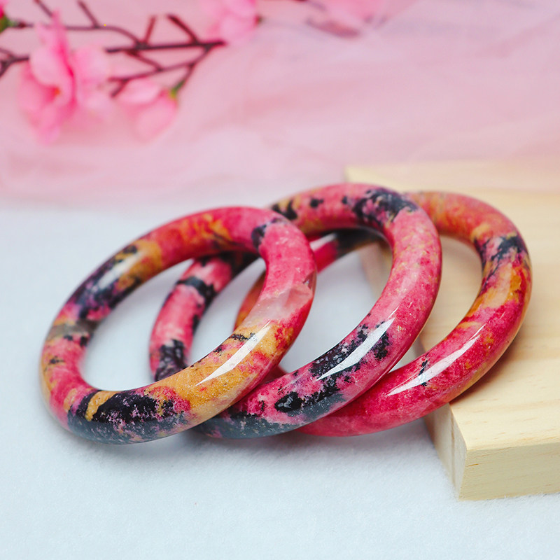 珠宝直播间天然蔷薇辉油画冰粉玫瑰原矿奇石手镯梦幻转运水晶雕刻