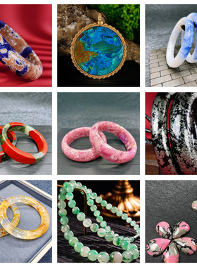 福子珠宝天然饰品进口宽版蓝纹玉方钠石鸡油黄圆条手镯直播