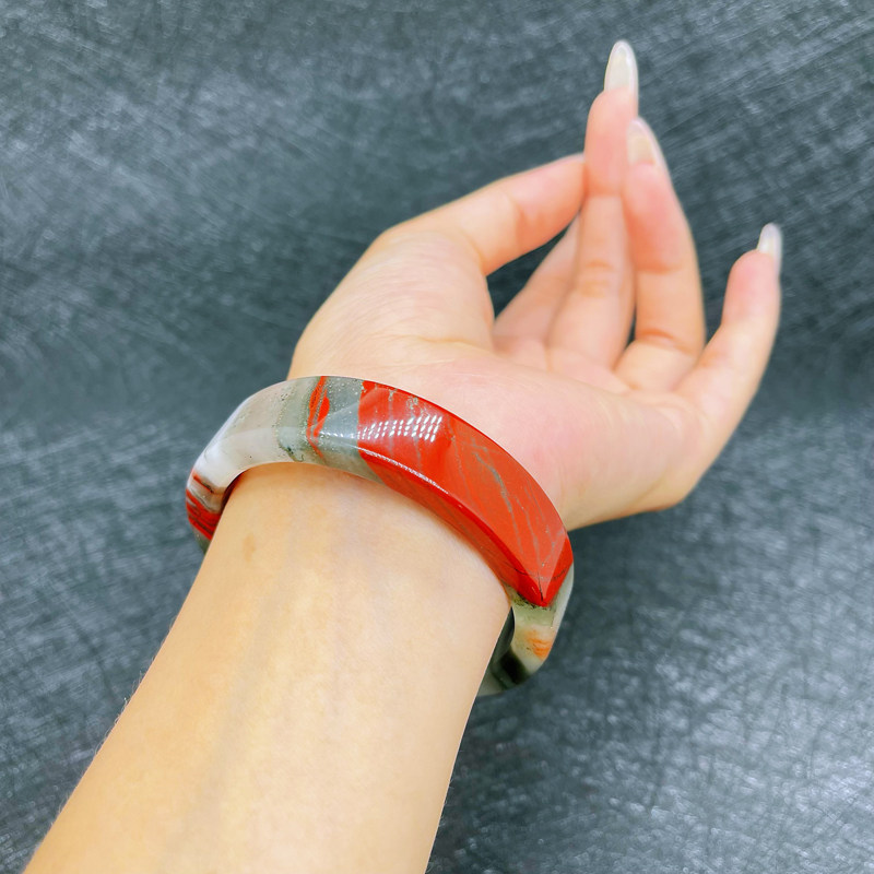 福子珠宝直播间天然老矿龙血玉石手镯