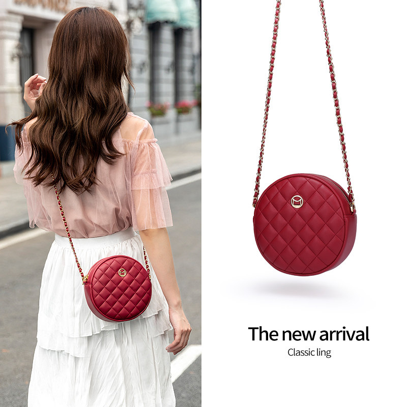 Somay红色链条包包2020新款ins女包百搭迷你秋冬斜挎包秋季小圆包