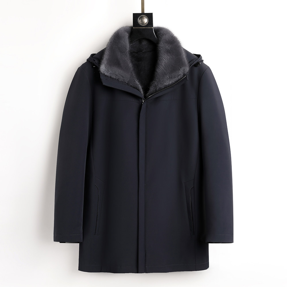 蒙多凯威男士派克服冬季可拆卸整貂真皮尼克服皮毛一体外套