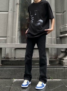 SUNINBOX水洗基础无弹重磅水洗中腰合身微喇纯棉牛仔休闲长裤男女