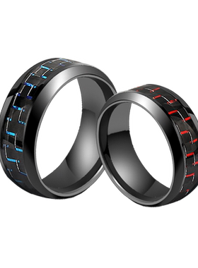 个性戒指男士碳纤维潮男霸气刻字