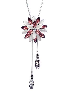 长款水晶韩国时尚风挂件毛衣链