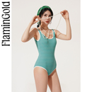 FlaminGold 少女学生游泳衣性感露背遮肚显瘦温泉度假连体泳衣女