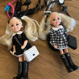 ins可爱双马尾芭比公主娃娃钥匙扣小香风连衣裙闺蜜礼物包包挂件