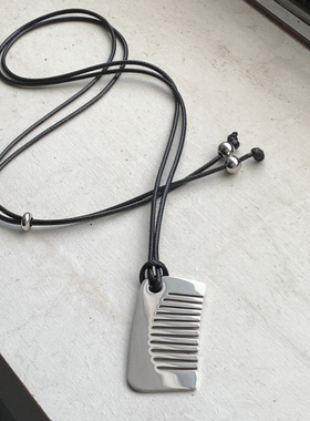 ins韩网同款创意可爱迷你银色梳子造型项链叠搭吊坠包包挂饰挂件