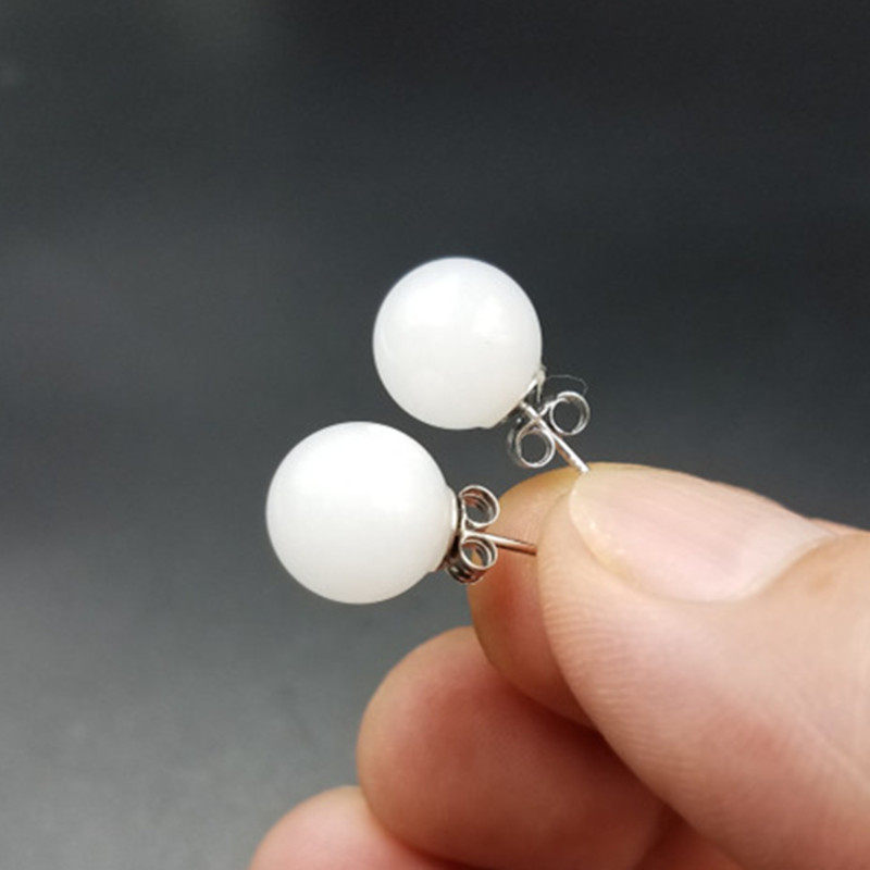 厂家直销天然玉石新疆白玉圆珠耳钉石英岩玉圆球耳钉白玉耳坠耳环,珠宝/钻石/翡翠,耳饰,淘宝优惠券,粉丝福利购,淘宝优惠卷