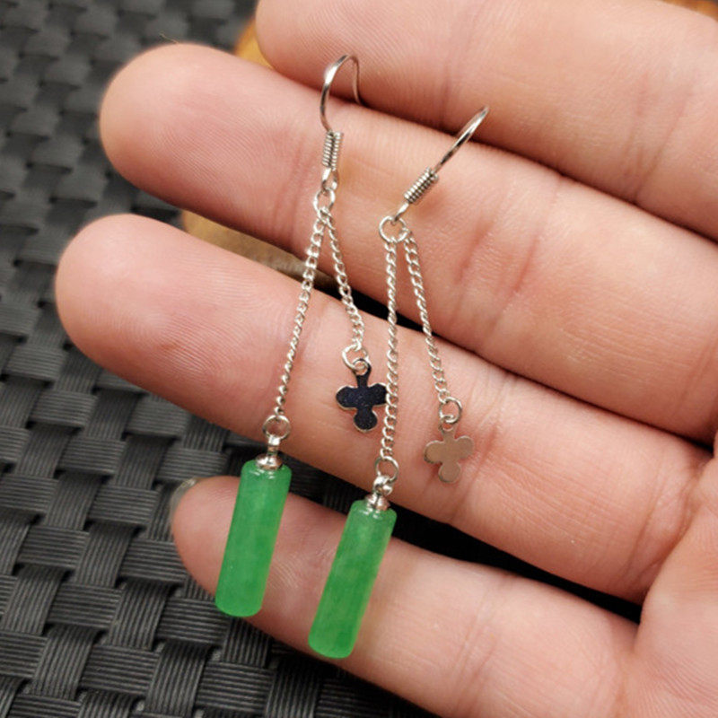 新款精美天然玉石台湾碧玉圆柱耳环绿色石英岩玉耳环玉耳坠耳线,珠宝/钻石/翡翠,耳饰,淘宝优惠券,粉丝福利购,淘宝优惠卷