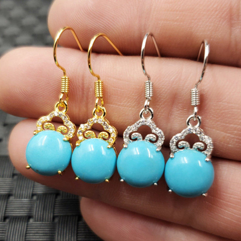 饰品耳环优化绿松石圆形耳环天蓝色蛋面耳环玉耳环玉耳坠耳饰,珠宝/钻石/翡翠,耳饰,淘宝优惠券,粉丝福利购,淘宝优惠卷