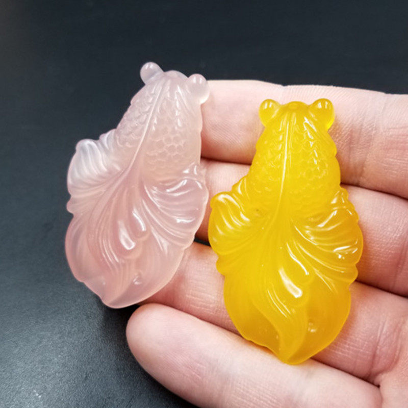 新款精美 天然玉石a货粉玉髓金鱼挂件 白玉髓金玉满堂吊坠玉坠,珠宝/钻石/翡翠,颈饰,淘宝优惠券,粉丝福利购,淘宝优惠卷