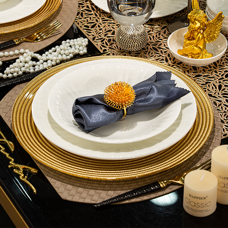 西餐盘骨瓷圆形北欧洗碗机可用