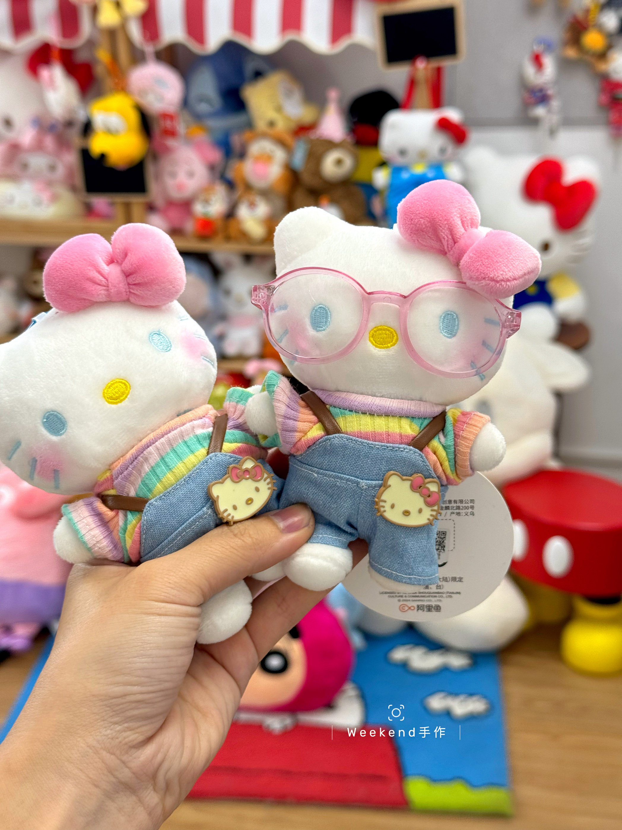 多巴胺炫彩hellokitty毛绒公仔包包挂件汽车钥匙扣挂饰送女友闺蜜