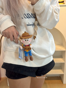 正版玩具总动员胡迪毛绒公仔原创定制手机背夹挂绳可调节斜挎礼物