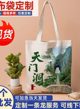 湖南旅游纪念品天门洞张家界地标景点插画帆布包文创帆布袋伴手礼