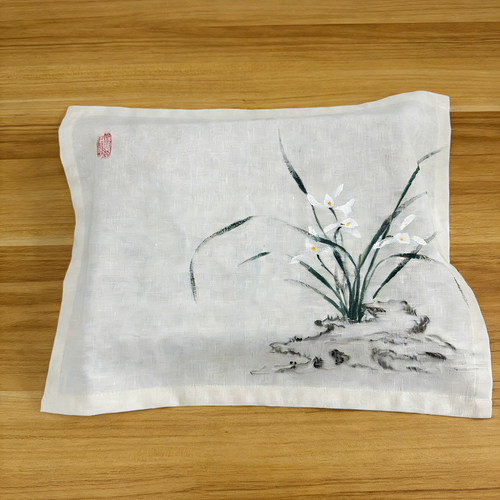手绘茶盘盖布禅意中式遮尘棉麻布
