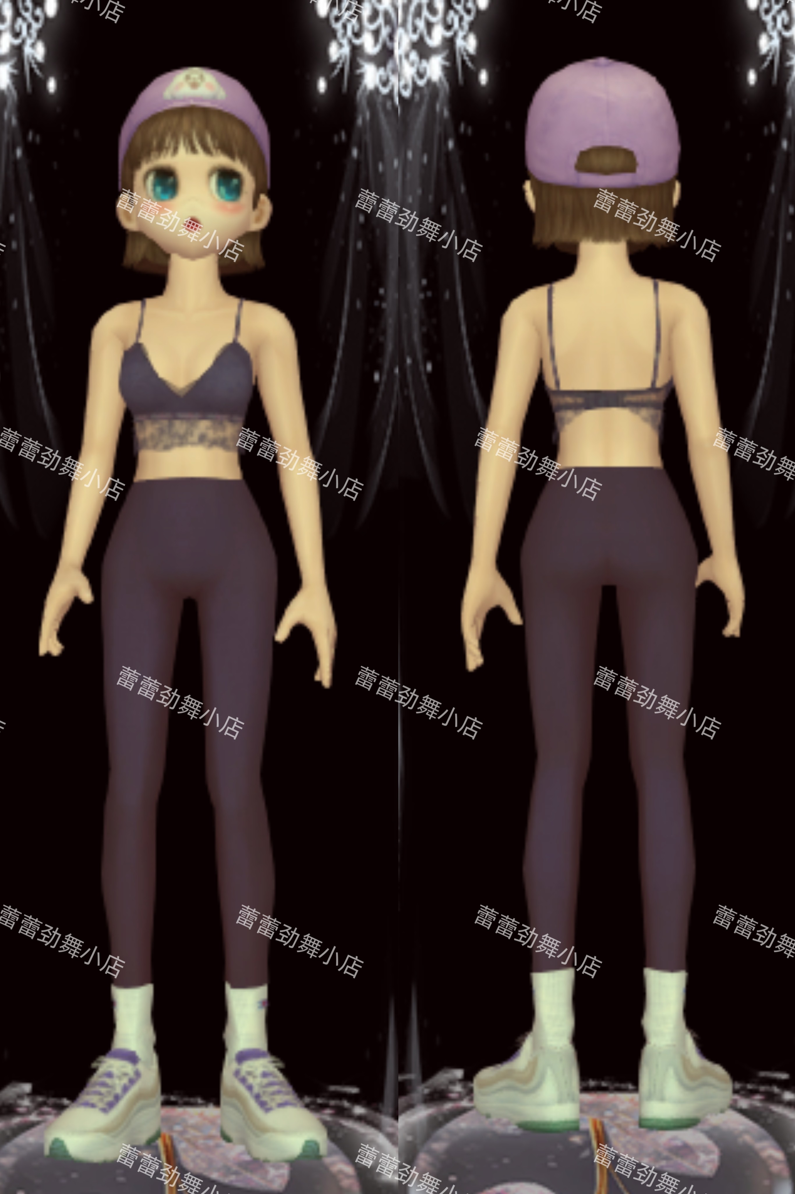 劲舞团紧身运动女装穿搭配yy套装头发+上衣服裤子+鞋子 7天月永久