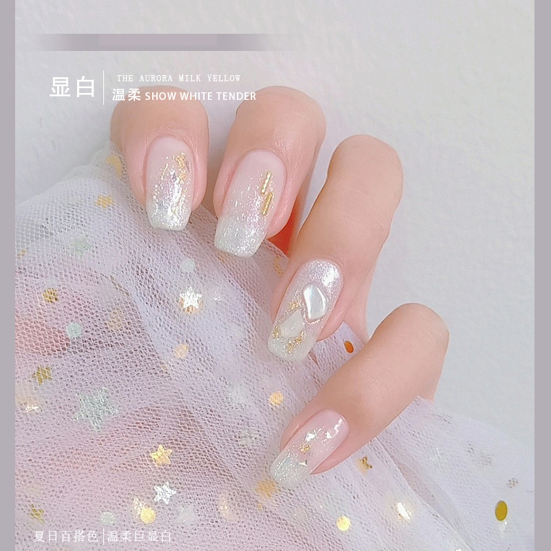 BK贝诗婕珠光彩白玫瑰油水性指甲油仙女闪耀白色防水持久免烤可剥