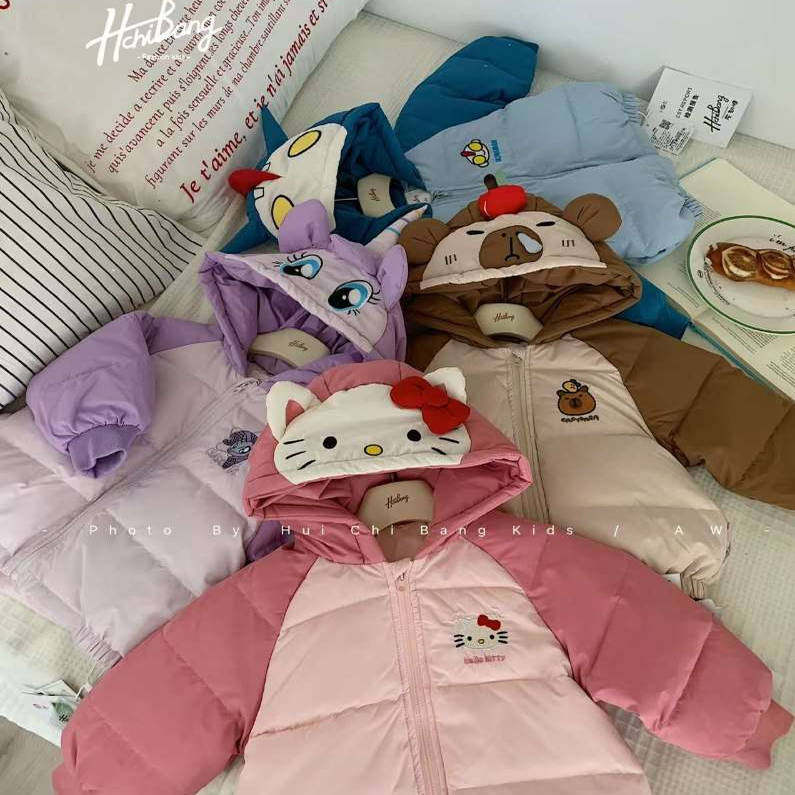 2025新款灰翅膀90白鸭绒羽绒服卡通连帽保暖外套防风奥特曼KITTY