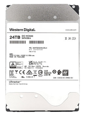 专票 西部数据WDHC580 24TB 企业级氦气机械硬盘 WUH722424ALE6L4