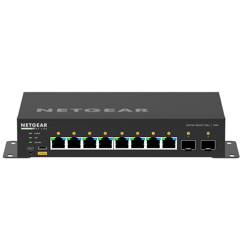 NETGEAR网件M4250-8G2XF-PoE+ (GSM4210PX)10口千兆AVB交换机含8电口+2光口POE+交换机
