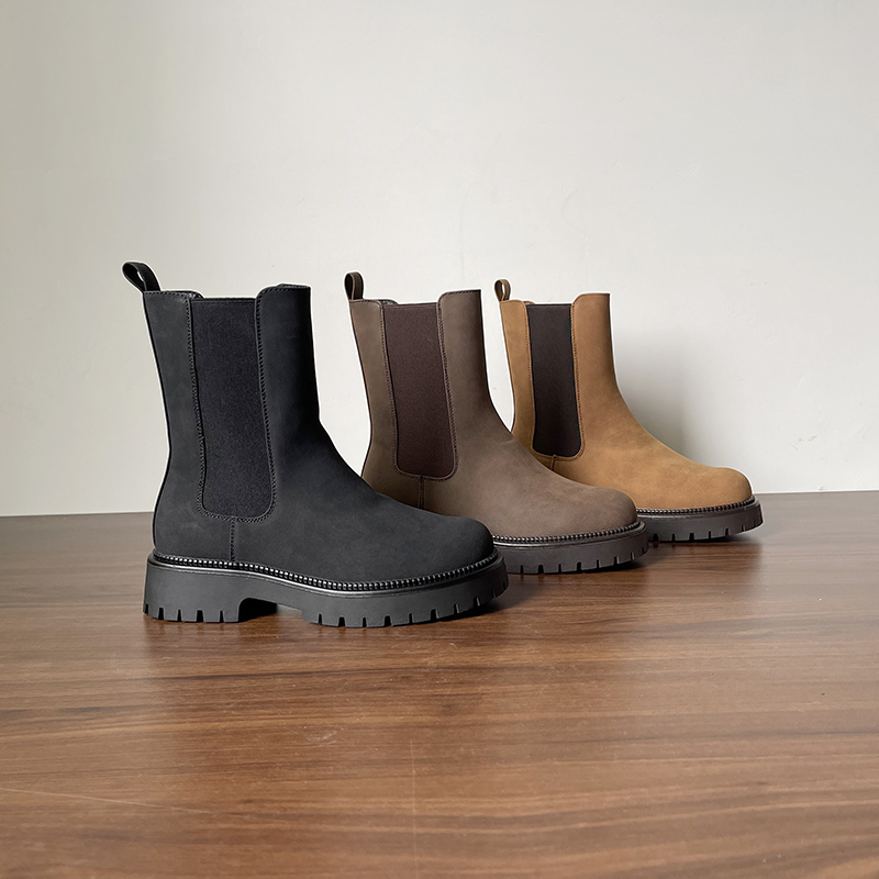 外贸大码厚底烟筒靴秋冬加绒新款