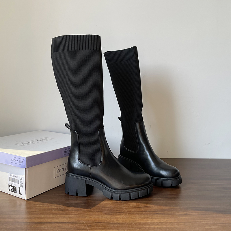 外贸断码加绒保暖弹力靴