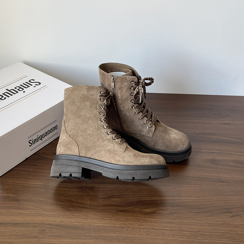 厚底真皮短靴英伦机车靴