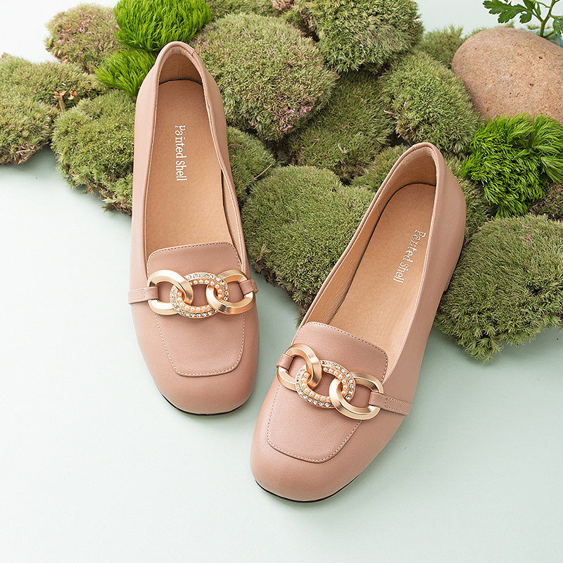 乐福鞋女平底单鞋真皮粗跟软底时尚豆豆鞋 潘暇脚胖大码女鞋41-43,女鞋,乐福鞋（豆豆鞋）,淘宝优惠券,粉丝福利购,淘宝优惠卷