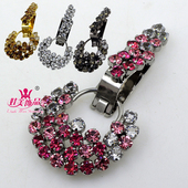 貂皮草裘皮大衣鸭嘴扣领口水钻装 饰扣女孩头型镶钻水晶晚服纽扣