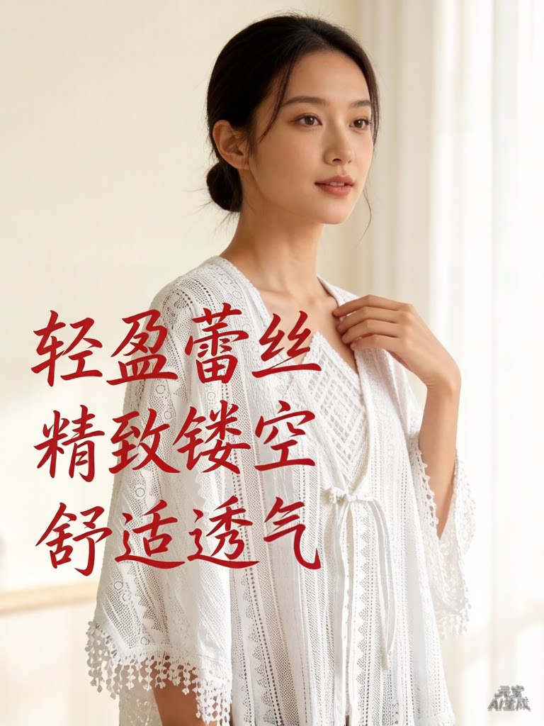 新款蕾丝镂空披肩外搭旗袍外搭流苏气质简约素雅年轻款日常穿盘扣