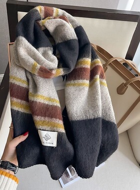 出口韩国显白黑色格纹软糯亲肤流苏加厚保暖围巾男女披肩围脖情侣