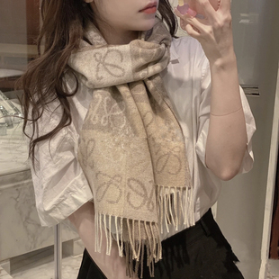 百搭格子流苏仿羊绒围巾女冬季外搭大披肩高级感情侣加厚保暖围脖